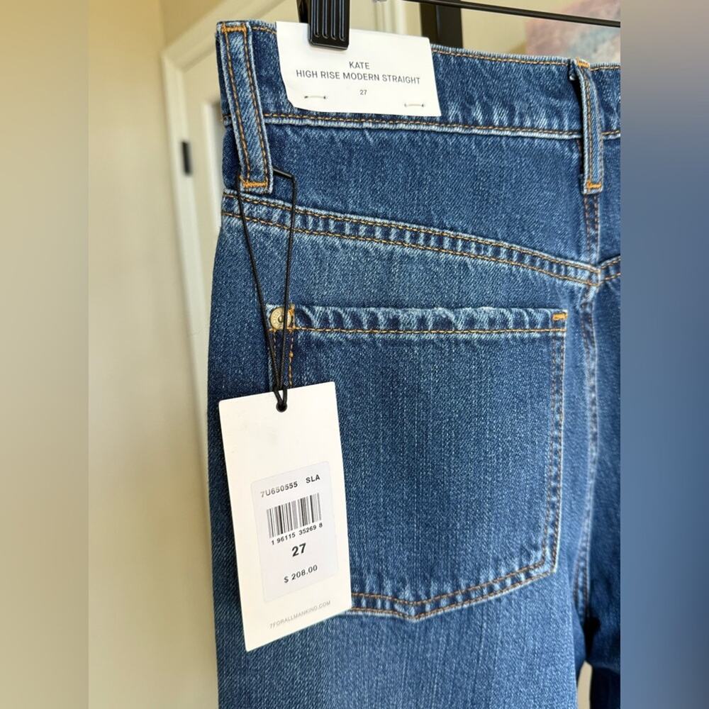 7 For All Mankind Kate Modern Straight Distressed Jeans Women’s 27 Slate NWT - Picture 8 of 11